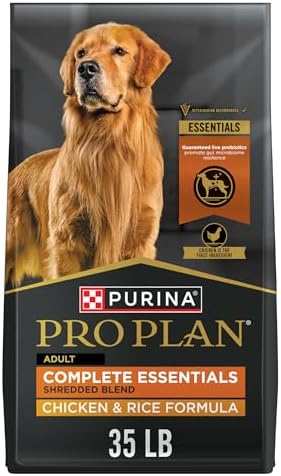 Purina Pro Plan Complete Essentials Shredded Blend Chicken and Rice Dog Food Dry Formula with Probiotics for Dogs, 35 lb Bag