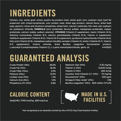 Purina Pro Plan Complete Essentials Shredded Blend Chicken and Rice Dog Food Dry Formula with Probiotics for Dogs, 35 lb Bag
