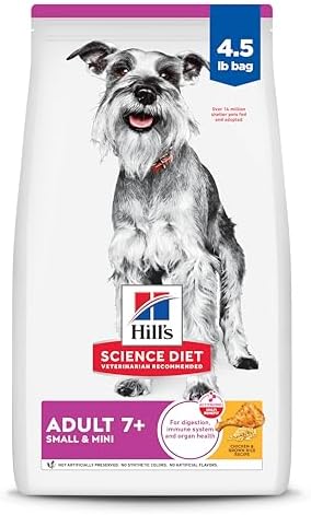Hill's Science Diet Adult 7+ Small & Mini Dry Dog Food, Chicken & Brown Rice, 4.5 lb. Bag