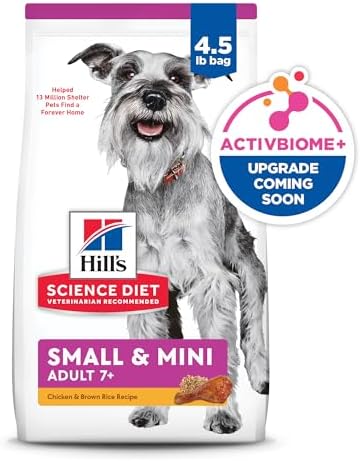 Hill's Science Diet Adult 7+ Small & Mini Dry Dog Food, Chicken & Brown Rice, 4.5 lb. Bag