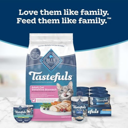 Blue Buffalo Tastefuls Chicken & Brown Rice Recipe Sensitive Stomach Adult Dry Cat Food, 7-lb Bag