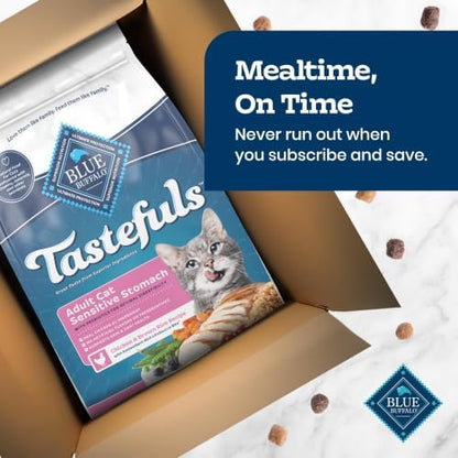 Blue Buffalo Tastefuls Chicken & Brown Rice Recipe Sensitive Stomach Adult Dry Cat Food, 7-lb Bag