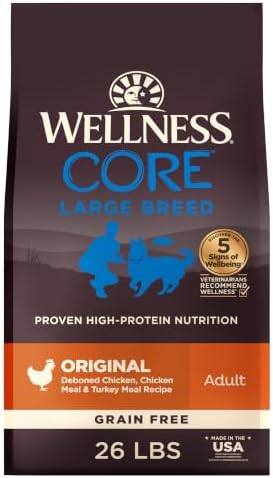 Wellness CORE Grain-Free High-Protein Large Breed Adult Dry Dog Food, Real Chicken Recipe, 26 lb Bag