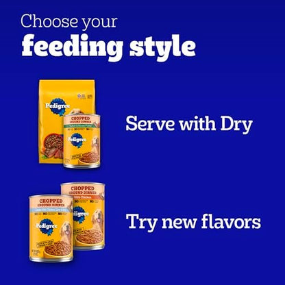 Pedigree Chopped Ground Dinner Weight Management Wet Dog Food, Chicken & Rice Dinner in Meaty Juices, 13.2 oz Cans, 12-Pack