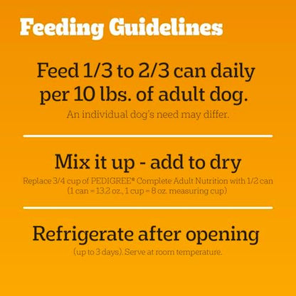 Pedigree Chopped Ground Dinner Wet Dog Food, Beef Pack, 13.2 oz, 12 Count