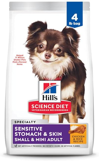 Hill's Science Diet Sensitive Stomach & Skin Small & Mini Dry Dog Food, Adult Formula, Chicken Recipe, 4 lb. Bag