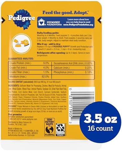 Pedigree Choice Cuts Morsels in Gravy Wet Dog Food Pouches, Chicken Flavor, 3.5 oz, 16-Count