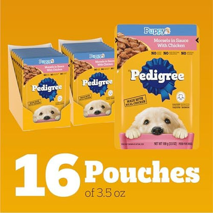 Pedigree Choice Cuts Morsels in Gravy Wet Dog Food Pouches, Chicken Flavor, 3.5 oz, 16-Count