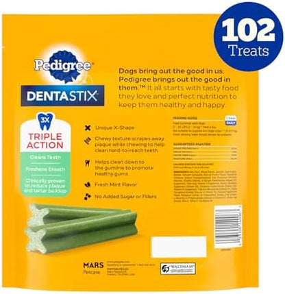 Pedigree Dentastix Small & Toy Breed Dental Dog Treats, Fresh, 102 Count
