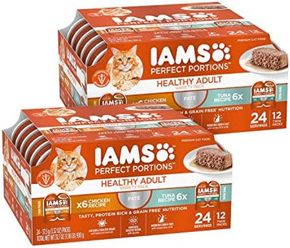 IAMS Perfect Portions Wet Cat Food, Chicken Recipe, Twin Pack, 2.6 oz Trays, 18-Count