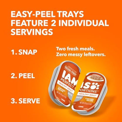 IAMS Perfect Portions Wet Cat Food, Chicken Recipe, Twin Pack, 2.6 oz Trays, 18-Count