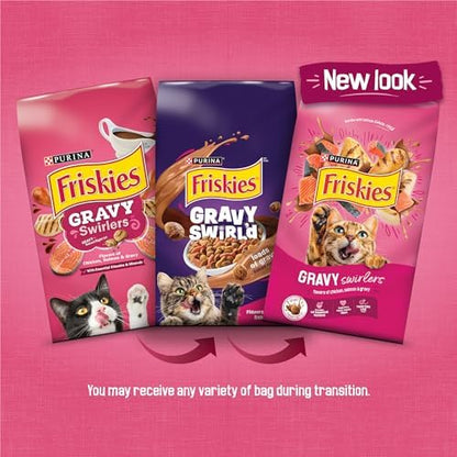 Purina Friskies Gravy Swirlers Adult Dry Cat Food, 3.15 lb Bag