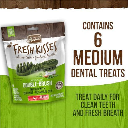 Merrick Fresh Kisses Natural Dental Chews Infused with Coconut and Botanical Oils, For Medium Dogs 25-50 lbs, 22-Count Box