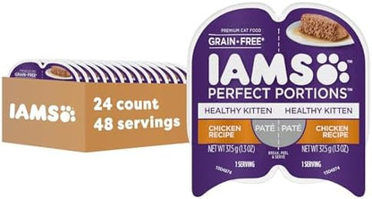 IAMS Perfect Portions Wet Cat Food, Chicken Recipe, Twin Pack, 2.6 oz Trays, 24-Count