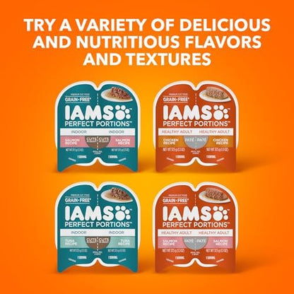 IAMS Perfect Portions Wet Cat Food, Chicken Recipe, Twin Pack, 2.6 oz Trays, 24-Count