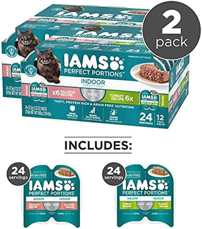 IAMS Perfect Portions Wet Cat Food Variety Pack, Twin Pack, 2.6 oz Trays, 24-Count