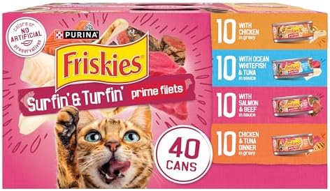 Purina Friskies Surfin' Favorites Wet Cat Food Variety Pack, 5.5 oz Cans, 40-Pack