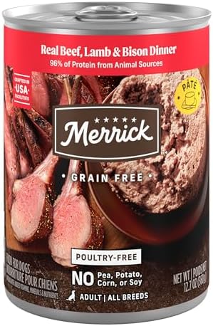 Merrick Grain-Free Wet Dog Food, Recipe, 12.7 oz Cans, 12-Pack