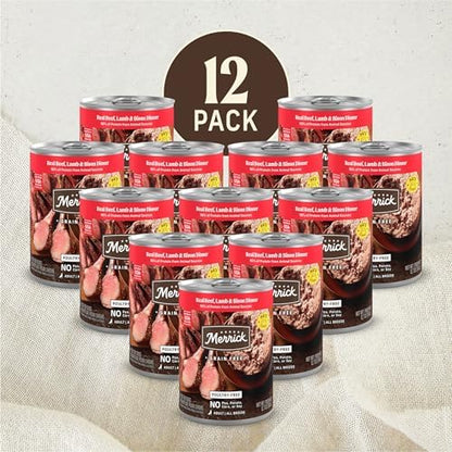 Merrick Grain-Free Wet Dog Food, Recipe, 12.7 oz Cans, 12-Pack