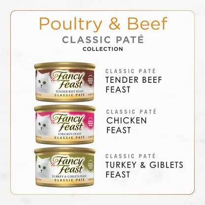 Purina Fancy Feast Classic Pate Wet Cat Food Variety Pack, 3 oz Cans, 30-Pack