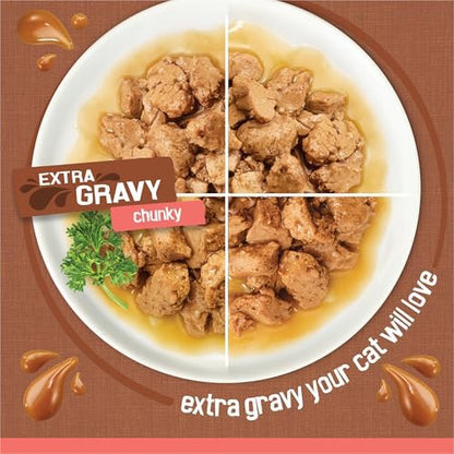 Purina Friskies Extra Gravy Chunky Wet Cat Food Variety Pack, 5.5 oz Cans, 24-Pack