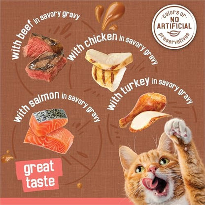 Purina Friskies Extra Gravy Chunky Wet Cat Food Variety Pack, 5.5 oz Cans, 24-Pack