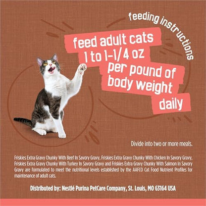 Purina Friskies Extra Gravy Chunky Wet Cat Food Variety Pack, 5.5 oz Cans, 24-Pack