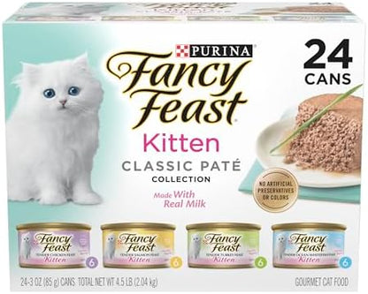 Purina Fancy Feast Wet Kitten Food Variety Pack, 3 oz Cans, 24-Pack
