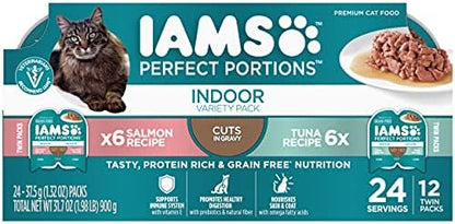 IAMS Perfect Portions Wet Cat Food, Salmon in Gravy, Twin Pack, 2.6 oz Trays, 12-Count