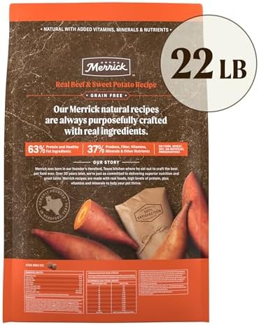 Merrick Grain-Free Dry Dog Food, Texas Beef & Sweet Potato Recipe, 22 lb Bag