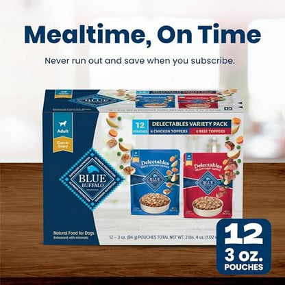 Blue Buffalo Delectables Natural Wet Cat Food Topper Variety Pack, 1.4-oz Tubs (12-Pack)