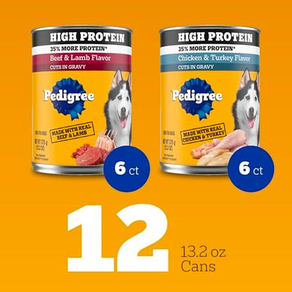 Pedigree High Protein Wet Dog Food Variety Pack, Chicken Flavor, 13.2 oz Cans, 12-Pack
