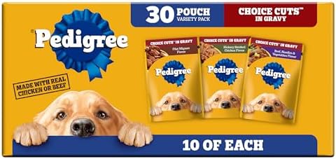 Pedigree Choice Cuts Wet Dog Food Pouch, Protein Variety, 3.5 oz, 30 Count