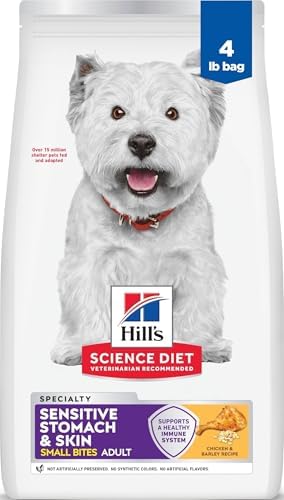 Hill's Science Diet Sensitive Stomach & Skin Small Bites Dry Dog Food, Adult Formula, Chicken Recipe, 4 lb. Bag