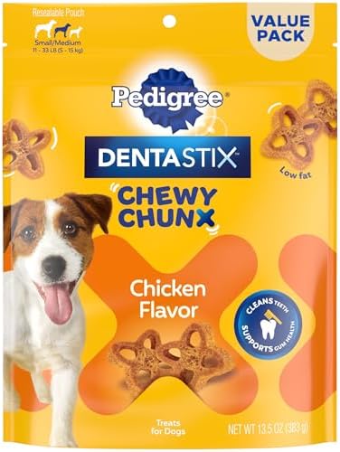 Pedigree Dentastix Chewy Chunx Small Dental Dog Treats, Chicken, 13.5 oz