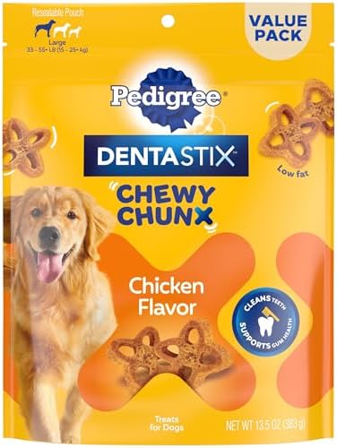 Pedigree Dentastix Chewy Chunx Large Dental Dog Treats, Chicken, 13.5 oz