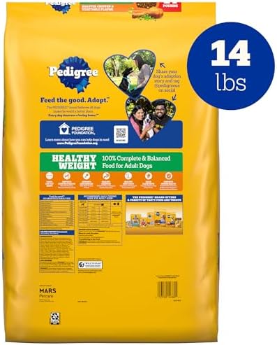Pedigree Healthy Nutrition Adult Dry Dog Food, Roasted Chicken & Vegetable Flavor, 14 lb Bag