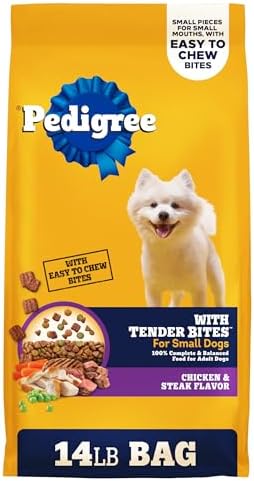 Pedigree Tender Bites Complete Nutrition Adult Dry Dog Food, Chicken Flavor, 14 lb Bag