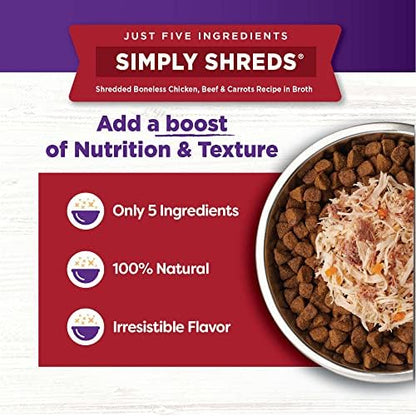 Wellness Bowl Boosters Simply Shreds Wet Dog Food Topper Variety Pack, 2.8 oz Pouches, 12-Pack
