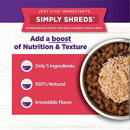 Wellness Bowl Boosters Simply Shreds Wet Dog Food Topper Variety Pack, 2.8 oz Pouches, 12-Pack