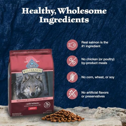 Blue Buffalo Wilderness High Protein Grain-Free Adult Dry Dog Food, Wholesome Grains, Chicken, 22-lb Bag