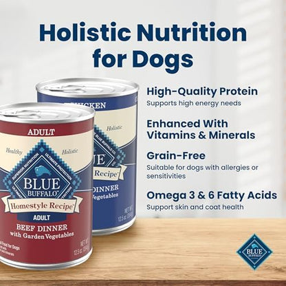 Blue Buffalo Homestyle Recipe Wet Dog Food Variety Pack, Chicken, 12.5-oz Cans (Pack of 12)