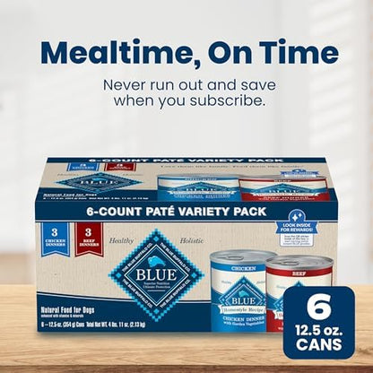 Blue Buffalo Homestyle Recipe Wet Dog Food Variety Pack, Chicken, 12.5-oz Cans (Pack of 12)