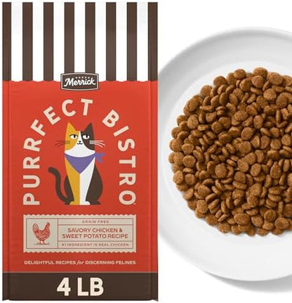 Merrick Purrfect Bistro Natural Dry Cat Food, Chicken Recipe, 4 lb Bag