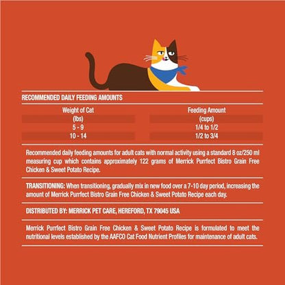 Merrick Purrfect Bistro Natural Dry Cat Food, Chicken Recipe, 4 lb Bag